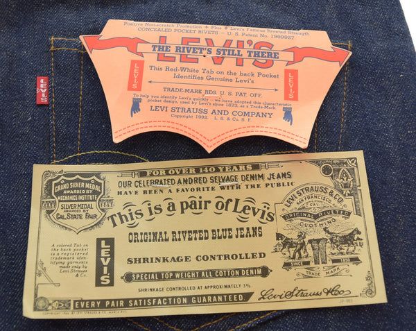 リーバイス Levi's 50S-XX DEAD STOCK デッドストック 日本製 復刻 99年製 90年代 90's 90s BIG E 赤耳 501xx 501  デニム ブルー W34L36 103MB-604