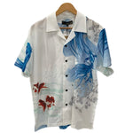 絡繰魂 真夏のシャツ 桜満開×茜鯉 昇華転写 アロハ 開襟 212862 セットアップ ホワイト Lサイズ 201MT-3995