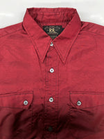 ダブルアールエル RRL 90s WESTERN SHIRT ウエスタン シャツ ボタン 長袖 三ツ星タグ Ralph Lauren 赤 長袖シャツ 無地 レッド Mサイズ 104MT-2247