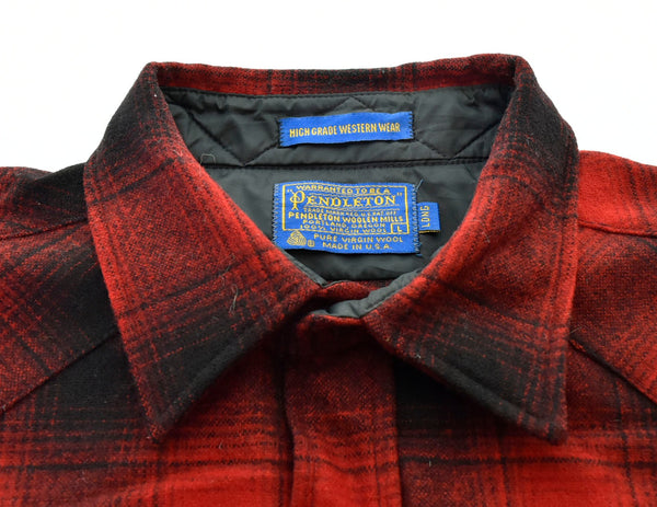 ペンドルトン PENDLETON 70s USA製 ウール 開襟シャツ 長袖シャツ 赤 長袖シャツ レッド Lサイズ 103MT-890