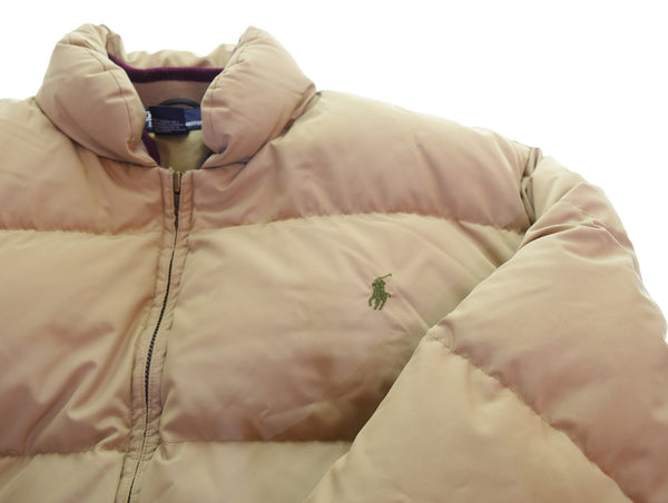 ラルフローレン RalphLauren ダウンジャケット DOWN JACKET ジップアップ 胸 ポニー YKK ZIP ジャケット ベージュ Mサイズ 103MT-3446