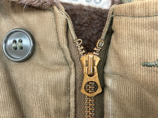 ミリタリー Military 40s 40年代 N-1 デッキジャケット アルパカ コの字留め ステンシル Vintage ヴィンテージ US NAVY アメリカ軍  サイズ 36 ジャケット ワンポイント カーキ 104MT-1101