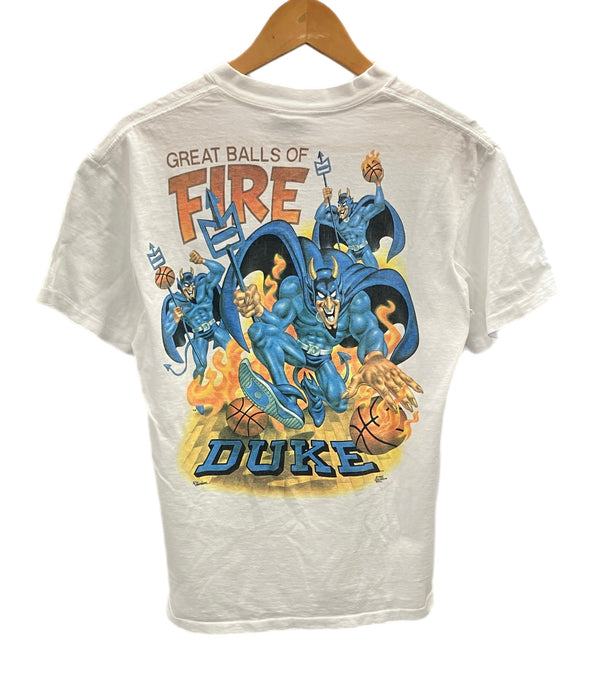 US US古着 90s 90's CARIBBEAN SOUL ©1992 DUKE GREAT BALLS OF FIRE 袖裾シングルステッチ USA製 MADE IN USA Tシャツ プリント ホワイト Mサイズ 101MT-2529