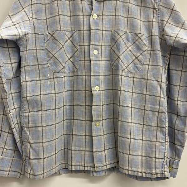 【曜日割引対象外】 ヴィンテージ vintage 50's 60's TULANE Sportswear オープンカラー 開襟 長袖シャツ ブルー Mサイズ 201MT-4366 VB