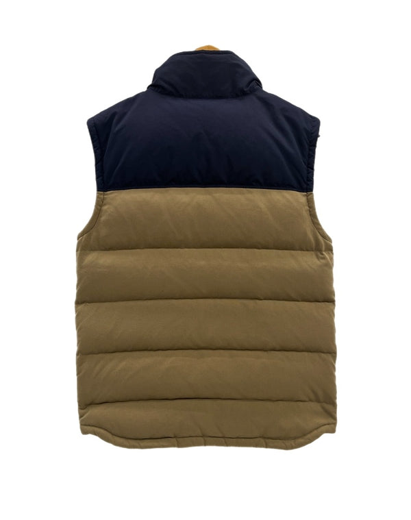 パタゴニア PATAGONIA 2015年製 Bivy Down Vest ビビーダウンベスト アウトドア 茶 紺 バイカラー 27586FA15 ベスト ベージュ Sサイズ 101MT-5127