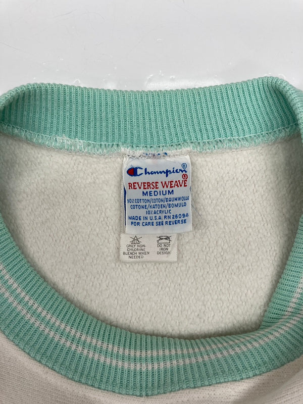チャンピオン Champion REVERSE WEAVE リバースウィーブ 90s 90年代 USA製 刺繍タグ ヴィンテージ リブライン カレッジ スウェット プリント ホワイト Mサイズ 104MT-2276