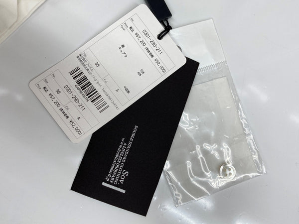 ソブ Sov.(DOUBLE STANDARD CLOTHING) ダブルスタンダードクロージング シャツワンピース マキシ丈 ボーダー バントカラー ギャザー タグ付き WHITE 白 ワンピース ストライプ ホワイト SIZE36 104LT-201