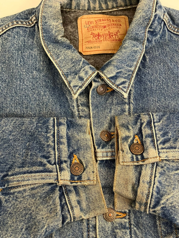 リーバイス Levi's 80’s～90's 80~90年代 ボタン裏527刻印  デニムジャケット Gジャン ブランケット付き MADE IN USA アメリカ製 VINTAGE ヴィンテージ 70506-0316 46 ジャケット ブルー Lサイズ 101MT-4762
