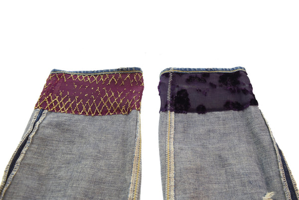 ナンバーナイン NUMBER (N)INE 03AW カート期 アーカイブ ベロアパッチワークデニム ダメージデニムパンツ デニム ブルー 3 103MB-362