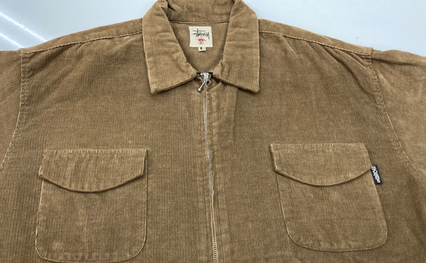 ステューシー STUSSY OLD オールド クラウンタグ 白タグ USA製 コーデュロイ ジャケット 茶 ジャケット ワンポイント ブラウン Lサイズ 104MT-2011