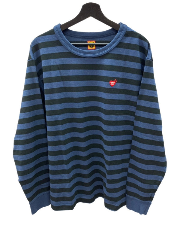 ヒューマンメイド Human Made Striped L/S T-Shirt ストライプ ロング スリーブ Tシャツ クルーネック ロンT 青 ロンT 刺繍 ブルー XLサイズ 104MT-1459