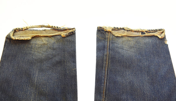 リーバイス Levi's 70's 501 BIG E 後期 ボタン裏 6 両面不均等V 通常R セルヴィッジ裏両面シングル 平行ステッチ 股下リペア VINTAGE ヴィンテージ デニム ブルー 103MB-573