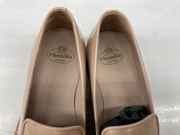 チャーチ Church's ウェッジソール レザー スリッポン 革靴 シューズ 王冠 CROWN ゴールド刺繍 イタリア製 PINK ピンク BEIGE レディース靴 ローファー ベージュ SIZE36 104S-824