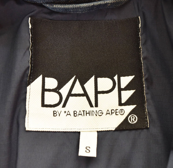ア ベイシング エイプ A BATHING APE  Indigo Denim Puffer Jacket 中綿 パディング デニム  ジャケット ウォッシュ加工  ジャケット ブルー Sサイズ 103MT-2603