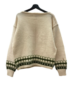 ヴィンテージ vintage Marius 50s 60s 50年代 60年代 ボートネック ノルウェー ニット 生成り 緑 セーター ライン ベージュ 104MT-2241