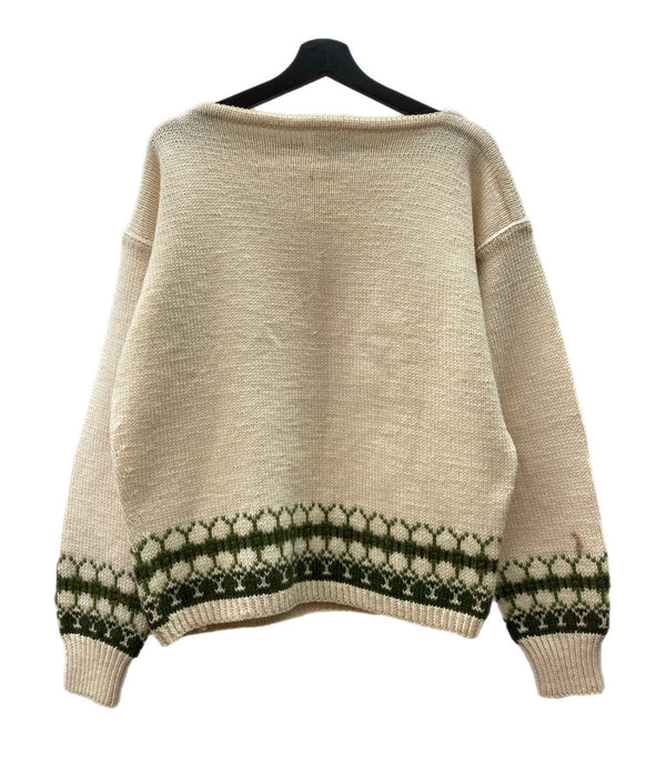 ヴィンテージ vintage Marius 50s 60s 50年代 60年代 ボートネック ノルウェー ニット 生成り 緑 セーター ライン ベージュ 104MT-2241