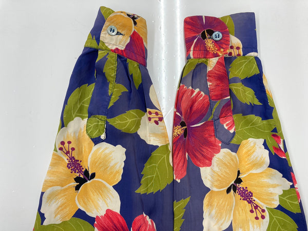 ヴィンテージ vintage 50s 50年代 CAMERON of CALIFORNIA ALOHA SHIRT アロハシャツ 長袖 オープンカラー 開襟 フェード ナス紺 長袖シャツ 総柄 マルチカラー Lサイズ 104MT-1827