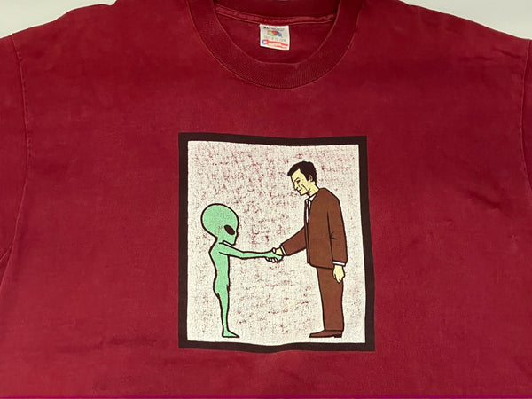 バンド band 90s 90's FRUIT OF THE LOOM HELMET Alien Handshake Betty Album Promo ヘルメット  XL Tシャツ ワインレッド LLサイズ 101MT-3071