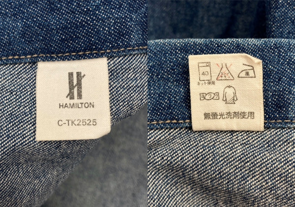 ラルフローレン RalphLauren POLO COUNTRY 90s DENIM WORK SHIRT デニム ワーク シャツ タックボタン ハミルトン社 長袖 インディゴ 青 長袖シャツ 無地 ブルー Mサイズ 104MT-2264