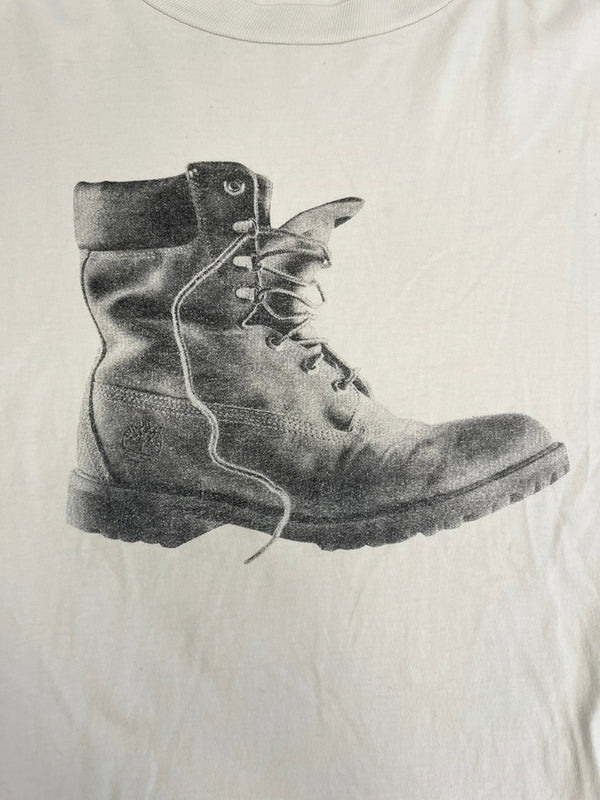 ティンバーランド Timberland 90s Vintage ヴィンテージ ブーツプリントTee 白  シングルステッチ Tシャツ ホワイト 101MT-4831