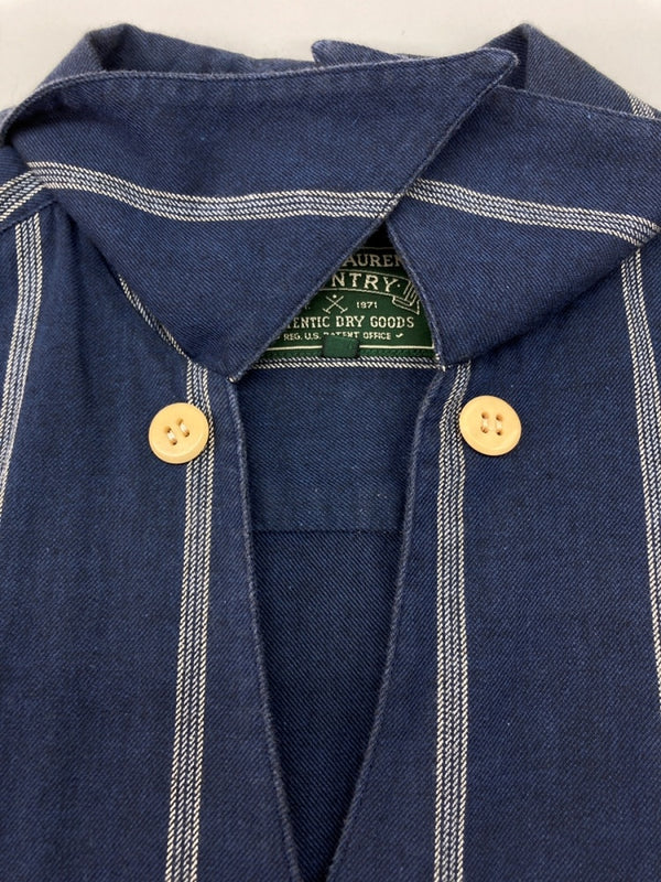 ラルフローレン RalphLauren COUNTRY 90s STRIPE S/S SHIRT ストライプ 半袖 シャツ フラップポケット インパクト21 紺 サイズ 7 半袖シャツ ストライプ ネイビー 104MT-2353