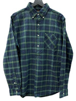 ダブルアールエル RRL 90s 一ツ星タグ SHIRT プルオーバー ステンカラー ボタンダウン ハーフボタン ヴィンテージ VINTAGE ラルフローレン RALPH LAUREN コットン グリーン系 長袖シャツ チェック マルチカラー Mサイズ 104MT-2040