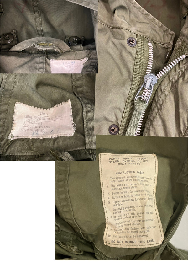 ミリタリー military 60's 60年代 US.ARMY 米軍 実物 M-51 ミリタリージャケット モッズコート フーデッドコート フィッシュテール VINTAGE ヴィンテージ SMALL コート カーキ Sサイズ 101MT-4903