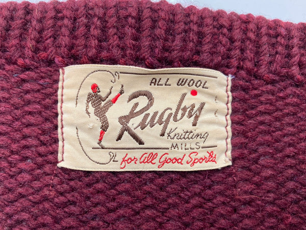 ヴィンテージ vintage 40s 40年代 Rugby KNITTING MILLS Wool Sweater ニット ロングリブ えんじ バーガンディ セーター 無地 ワインレッド 104MT-1872