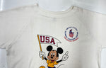 チャンピオン Champion 80s 80年代 Disney ディズニー ミッキー オリンピック 染み込み ラグラン USA製 トリコタグ Vintage ヴィンテージ 白 スウェット キャラクター ホワイト 2XLサイズ 104MT-1755