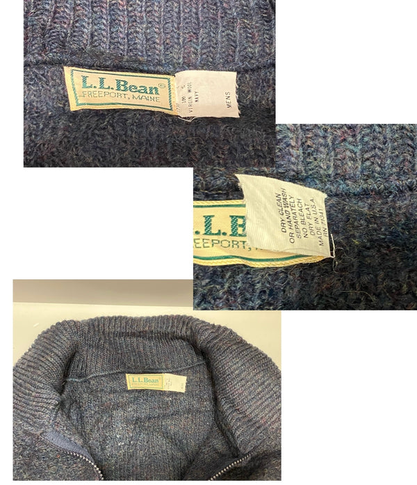 エルエルビーン L.L.Bean 80's 80s ドライバーズニット メランジ アメリカ製 MADE IN USA セーター ネイビー Lサイズ 101MT-3244