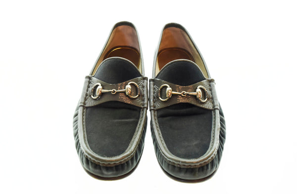 グッチ GUCCI ベロア ローファー 黒 メンズ靴 ローファー ブラック 8 1/2 27cm 103S-716