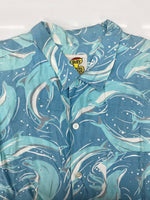 ヒステリックグラマー HYSTERIC GLAMOUR 80s 90s OPEN COLLAR SHIRT オープン カラー シャツ ハワイアン アロハ イルカ アーカイブ 開襟 半袖 青 0140 半袖シャツ 総柄 ブルー 104MT-1893