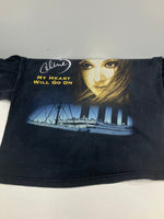 ヴィンテージ vintage 90's 90s Celine Dion My Heart Will Go On Titanic ©1999 セリーヌ ディオン アーティスト タイタニック 半袖 Tシャツ ブラック Lサイズ 101MT-3671