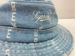 シュプリーム SUPREME LOGO STRIPE JACQUARD DENIM CRUSHER ロゴ ストライプ ジャカード デニム クラッシャー バケハ 白 青 帽子 メンズ帽子 ハット ロゴ ブルー 104H-9