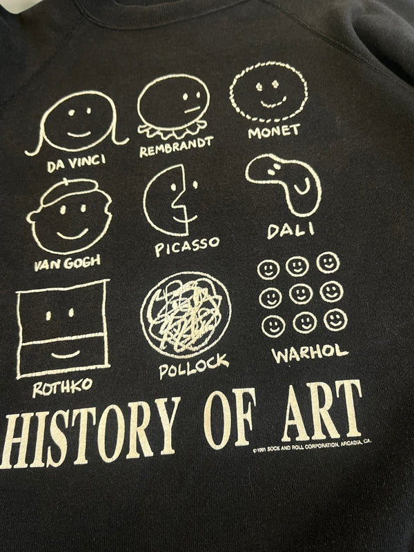ヴィンテージ vintage 90'S 90年代 Hanes HISTORY OF ART アメリカ製 MADE IN USA アート スウェット ブラック Lサイズ 101MT-5420