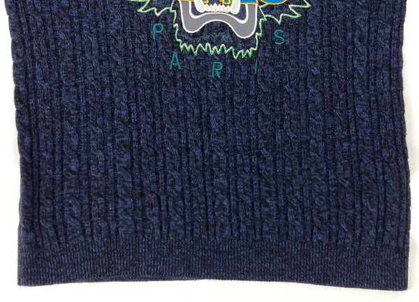 ケンゾー KENZO CREWNECK TIGER KNIT クルーネック タイガー ニット セーター ラメ 刺繍 厚手 長袖 紺 F965PU2513XE セーター ロゴ ネイビー XLサイズ 104MT-1964