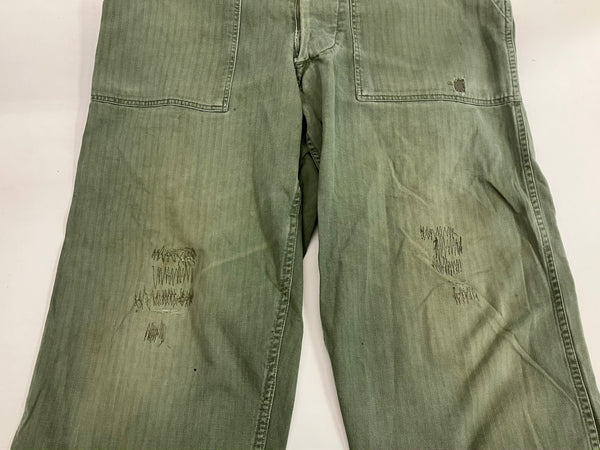 ミリタリー Military 40's~50's 40～50年代 US ARMY M-47 HBT 米軍 ベイカーパンツ アジャスター VINTAGE ヴィンテージ カーゴパンツ カーキ - 101MB-713