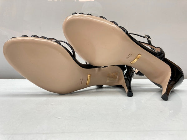 グッチ GUCCI Rhinestone Cross Strap Sandals ラインストーン クロス ピンヒール ミュール パンプス BLACK 黒 レディース靴 サンダル ストラップ ブラック SIZE37 1/2 104S-864