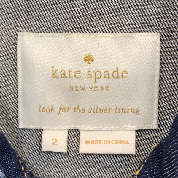 ケイトスペード Kate spade new york デニムワンピース　刺繍　Aライン ワンピース 刺繍 ネイビー 2サイズ 201LT-269