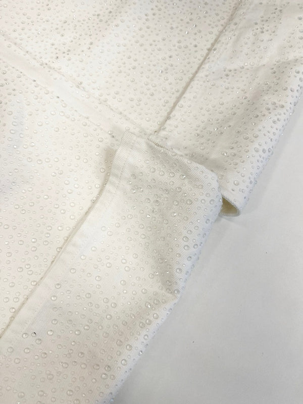 エイミーイストワール EIMY ISTOIRE drop pattern デニムパンツ ドロップパターン ラインストーン ビジュー ハイウエスト ワイド ホワイトデニム デニム ホワイト Mサイズ 101LB-31