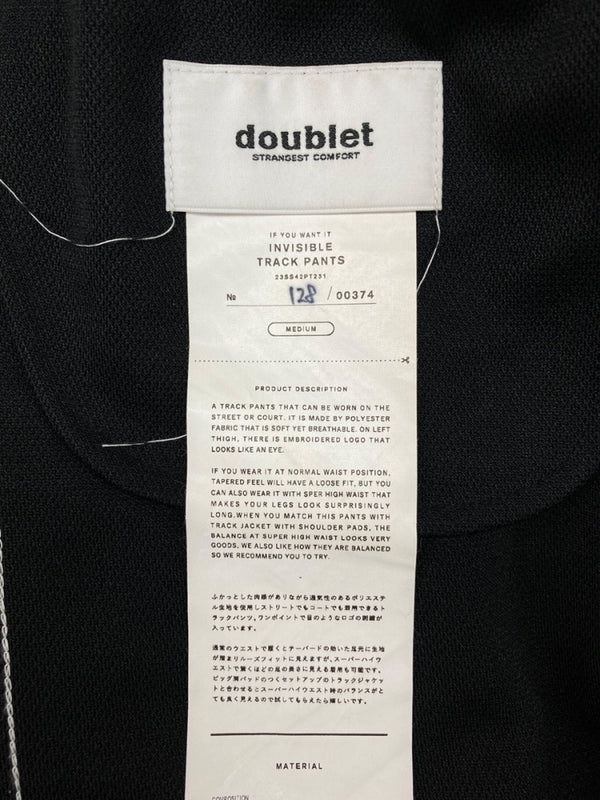 ダブレット doublet INVISIBLE TRACK PANTS インビシブル トラック パンツ イージー ジャージ 刺繍 黒 ロゴ 23SS42PT231 ボトムスその他 ブラック Mサイズ 104MB-333