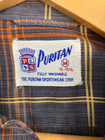 ヴィンテージ vintage 50s ピューリタン PURITAN オープンカラーチェックシャツ 長袖シャツ グレー Mサイズ 101MT-3376