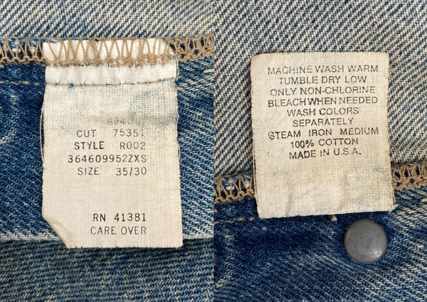 ダブルアールエル RRL DENIM PANTS デニム パンツ ボタンフライ ジーパン ジーンズ USA製 Ralph Lauren インディゴ 青 ロゴ R002 デニム ブルー 35×30 104MB-350