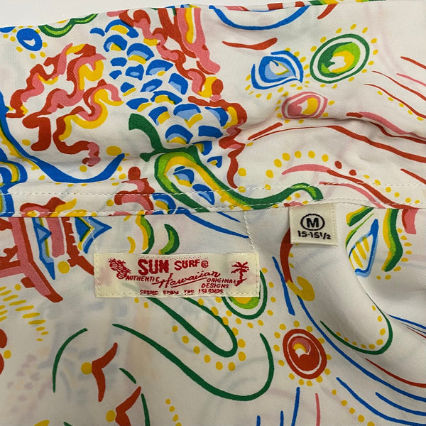 【曜日割引対象外】 サンサーフ SUN SURF レーヨンハワイアンシャツ GUARDIAN SPIRIT  SS29201 長袖シャツ ホワイト Mサイズ 201MT-4394 VB