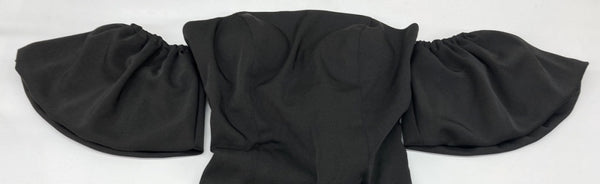 ドレスプロダクション DRESS PRODUCTION ウェディングドレス オフショルダー Aライン レースアップ 編み上げデザイン フリル 結婚式 前撮り 二次会 BLACK 黒 ワンピース ブラック 104LT-195