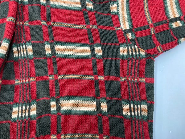 ダブルアールエル RRL 90s 90年代 三ツ星タグ HAND KNIT ハンドニット ガウン  コート チェック マルチカラー XLサイズ 104MT-2129