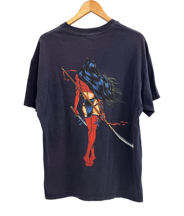 ヴィンテージ vintage 90's 90年代 anvil LADY DEATH SHI WILLIAM TUCCI アメコミ 漫画 アートT XL Tシャツ ネイビー LLサイズ 101MT-4220