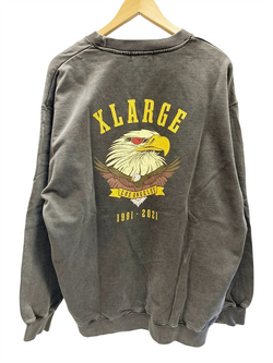 エクストララージ XLARGE  EAGLE LOGO PIGMENT CREWNECK SWEAT イーグル ロゴ ピグメント クルーネック スウェット ピグメント加工 トレーナー グレー系 101213012029 スウェット プリント グレー Lサイズ 101MT-1658