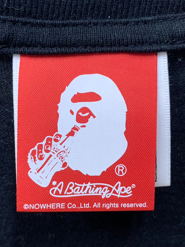 ア ベイシング エイプ A BATHING APE コカ・コーラ Coca-Cola コラボ 2014 エイプヘッド 希少サイズ  Tシャツ プリント ブラック XLサイズ 201MT-1943