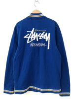 ステューシー STUSSY ブルゾン トラックジャケット スウェット ロゴ ジャケット プリント ブルー LLサイズ 201MT-751